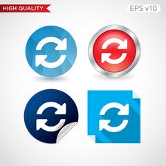 Colored icon or button of refresh symbol with background