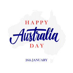 Fototapeta premium Happy Australia Day greeting card with calligraphic element. Creative typography for holiday greetings. Vector illustration.