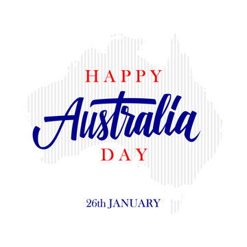 Happy Australia Day greeting card with calligraphic element. Creative typography for holiday greetings. Vector illustration.