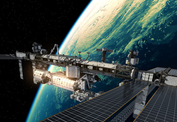 International Space Station Orbiting Planet Earth © 3dsculptor