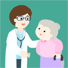 Grandmother cartoon see doctor vector