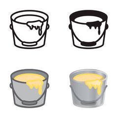 Paint bucket icon in four variations. Vector icon set.