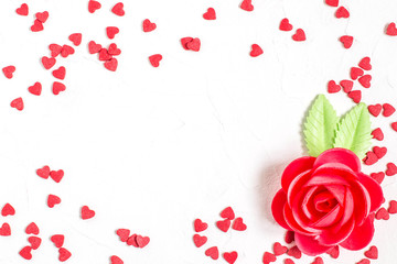 Sweet decoration: wafer rose and sugar hearts