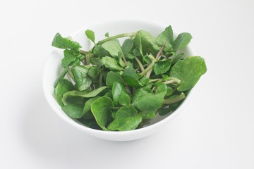 Fresh Watercress Leaves into a bowl