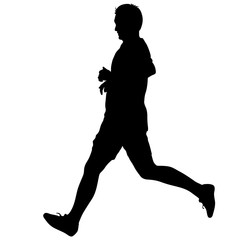 Silhouettes. Runners on sprint, men. vector illustration