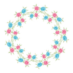 Vector floral background. Flower round frame.