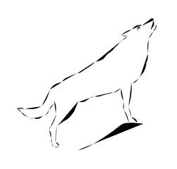 Schematic logo icon of howling wolf.