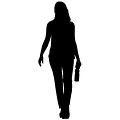 Black silhouettes of beautiful woman on white background. Vector illustration