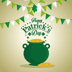 saint patrick day treasure pot vector illustration design