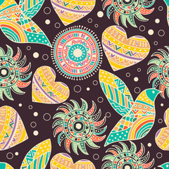 Fototapeta premium seamless pattern with bird and heart in the style of boho