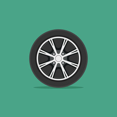 Vector illustration of car wheel in flat style.