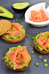 Salmon and avocado open sandwiches