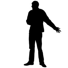 Black silhouettes man on white background. Vector illustration