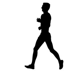 Silhouettes. Runners on sprint, men. vector illustration