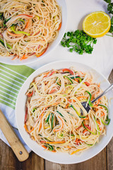 Vegan Pasta with Julienned Vegetables