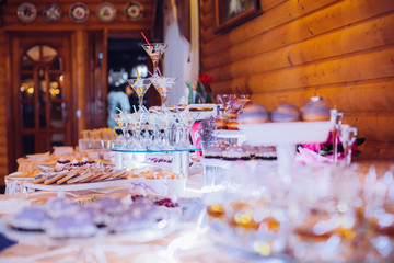 Beautifully decorated party setting with gourmet desserts catering,
