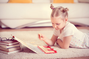 Cute little girl study mathematics