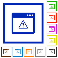 Application warning flat framed icons