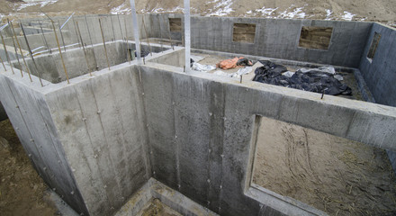 construction, foundation, cement, unfinished, construction site