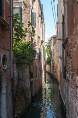 Fototapeta na wymiar Water street in Venice,Venice,Italy,13 July 2016,the narrow streets of Venice water