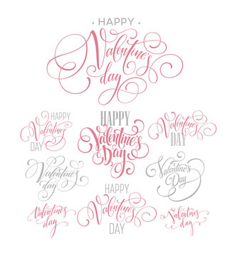 Valentines Day and Love lettering collection. Vector illustration
