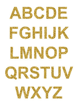 alphabet majuscules pailettes or