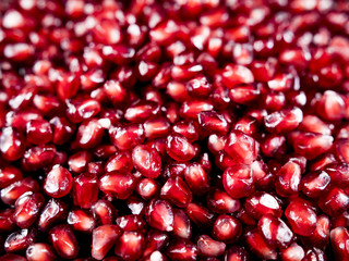 Close Up Pomegranate Fruit Seeds Pile for Texture Background