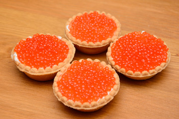 tartlets with red caviar