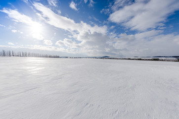 Snowy frozen surface.