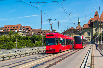 Naklejka na ściany i meble Modern city tram in Bern