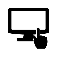 computer and hand pointer icon image vector illustration design 