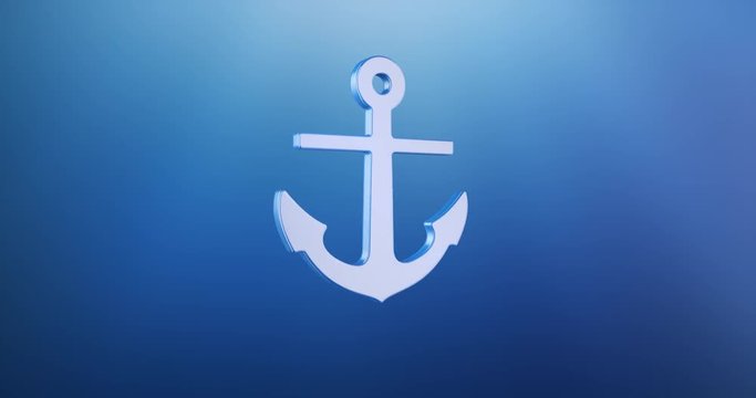Animated Sea Anchor Blue 3d Icon Loop Modules for edit with alpha matte
