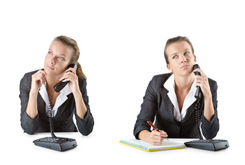 Call center assistant responding to calls