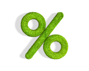 Grass percent punctuation mark from top angle with shadow on ground.