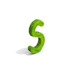 Grass letter S in uppercase format from isometric angle with shadow on ground.