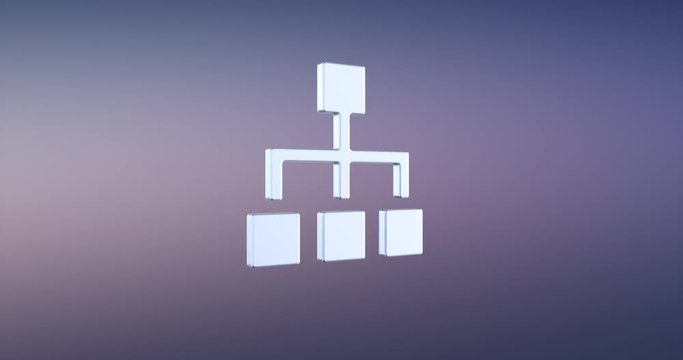 Animated Hierarchy Network Silver 3d Icon Loop Modules for edit with alpha matte
