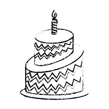 birthday cake icon image sketch line  vector illustration design 