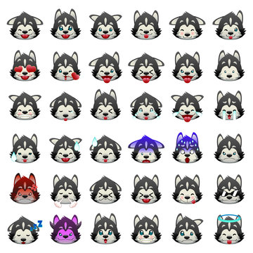 Siberian Huskies Dog Emoji Emoticon Expression