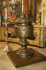 vintage samovar stands in the Museum