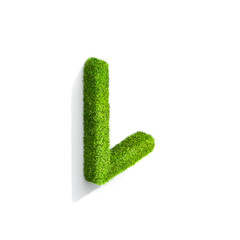 Grass letter L in uppercase format from isometric angle with shadow on ground.