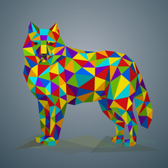 Obraz premium ?olorful Low poly wolf.