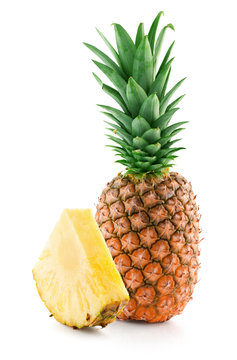 pineapple with slice isolated on the white background