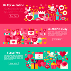 Fototapeta premium Happy Valentine Day Web Banners