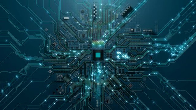 Looping Animation of Abstract Motherboard Circuit