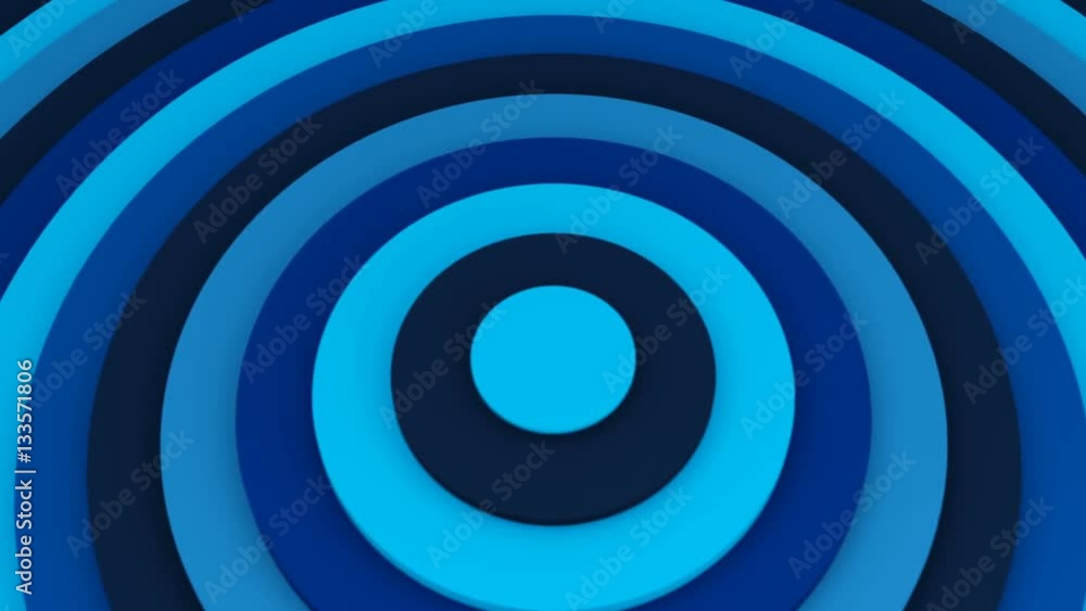 Aufkleber blue concentric circles. seamless loop smooth 3d animation. abstract background 4k uhd (3840x2160)