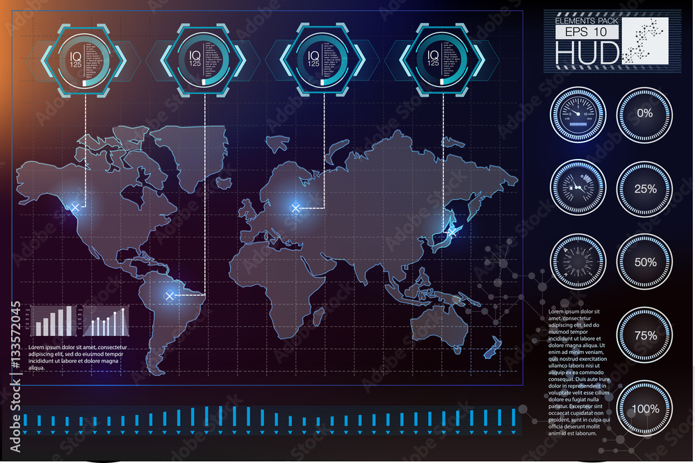 Poster futuristic user interface. hud ui. abstract virtual graphic touch user interface. hud background out