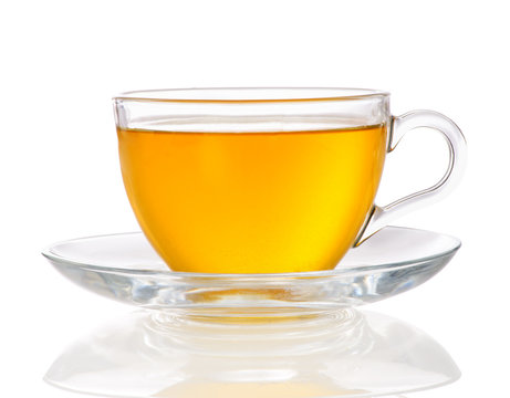 Herbal tea in a glass transparent cup