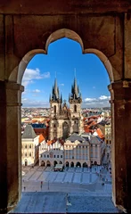 Fotobehang Stare Mesto (oude stad), Praag, Tsjechië, luchtfoto. © gekkon4ik