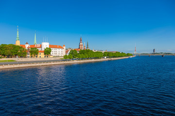 Old Town of Riga and Daugava River at summer day. Riga, Latvia