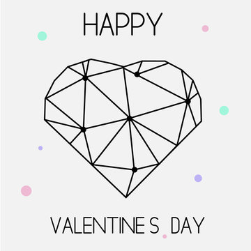 Artistic creative St Valentines day card with geometric heart symbol